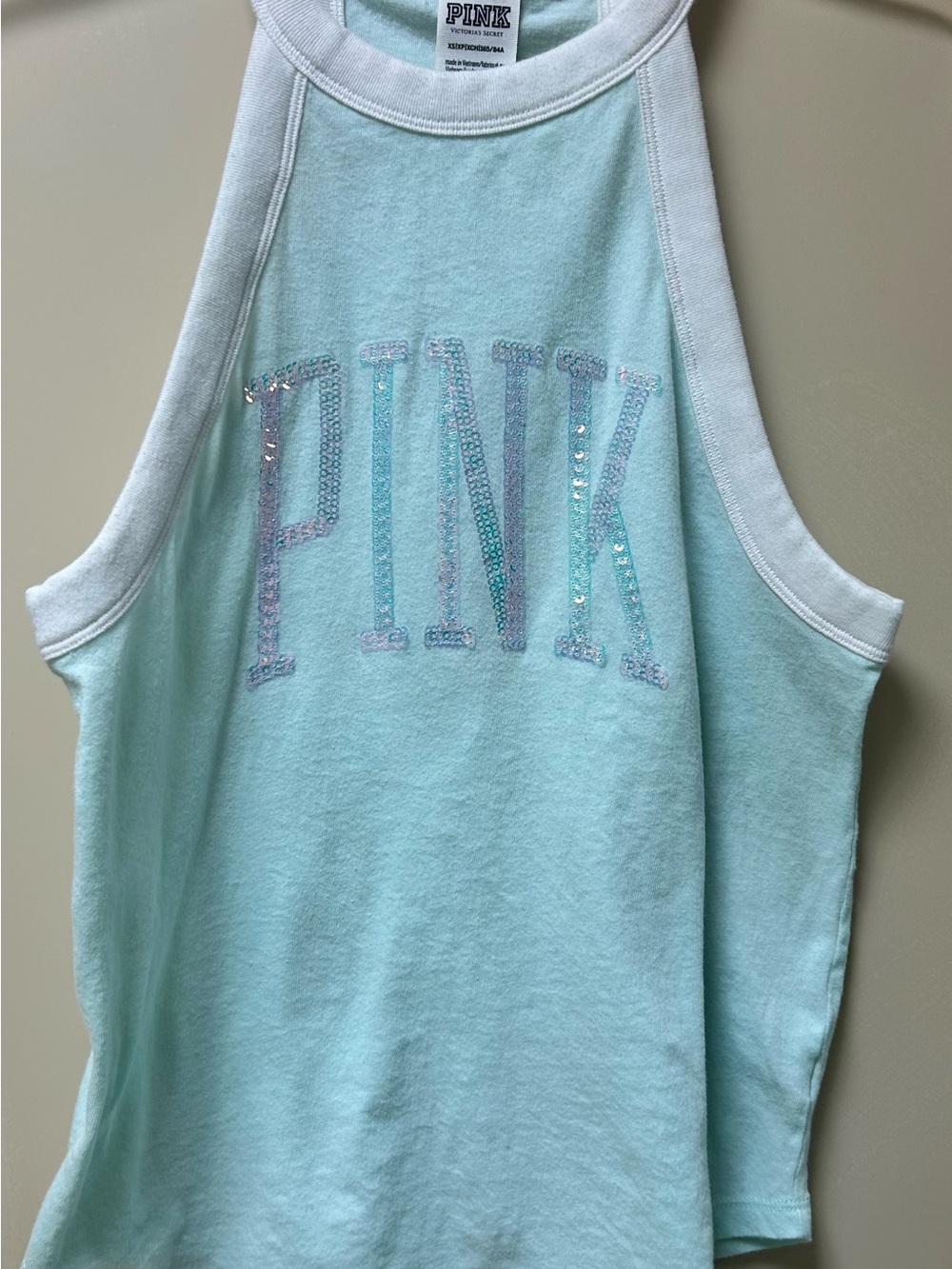 PINK Victoria's Secret Mint & White Crewneck Tee